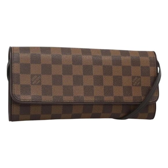 LOUIS VUITTON Damier Ebene Pochette Twin GM Shoulder Bag SPO N51851 Auth - Picture 1 of 14